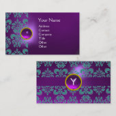 CHIC DAMASK GEM MONOGRAM lila blau Visitenkarte (Vorne/Hinten)