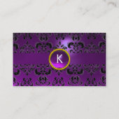 CHIC DAMASK GEM MONOGRAM lila Visitenkarte (Rückseite)