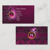 CHIC DAMASK GEM MONOGRAM rosa Visitenkarte (Vorne/Hinten)