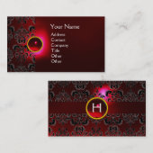 CHIC DAMASK GEM MONOGRAM rot burgundy Visitenkarte (Vorne/Hinten)