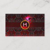 CHIC DAMASK GEM MONOGRAM rot burgundy Visitenkarte (Rückseite)