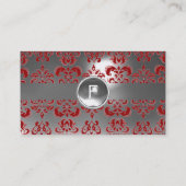 CHIC DAMASK GEM MONOGRAM weiß rot Visitenkarte (Rückseite)