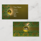 CHIC DAMASK GEM MONOGRAMM gelb grün Visitenkarte (Vorne/Hinten)