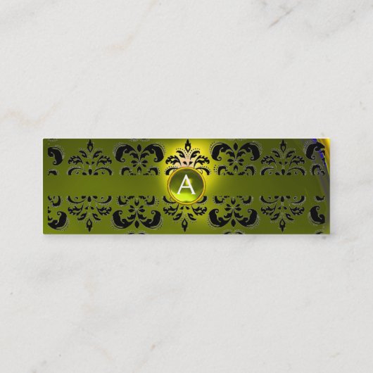 CHIC DAMASK GEM MONOGRAMM gelb Mini Visitenkarte (Rückseite)