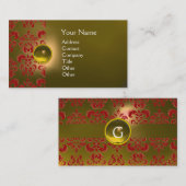 CHIC DAMASK GEM MONOGRAMM gelb rot Visitenkarte (Vorne/Hinten)