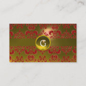 CHIC DAMASK GEM MONOGRAMM gelb rot Visitenkarte (Rückseite)