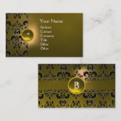 CHIC DAMASK GEM MONOGRAMM gelb Visitenkarte (Vorne/Hinten)