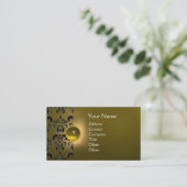 CHIC DAMASK GEM MONOGRAMM gelb Visitenkarte (Stehend Vorderseite)