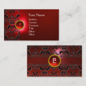 CHIC DAMASK GEM MONOGRAMM rot Visitenkarte (Vorne/Hinten)