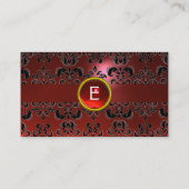CHIC DAMASK GEM MONOGRAMM rot Visitenkarte (Rückseite)