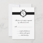 Chic Damask Monogram RSVP Card Hochzeit Karte (Rückseite)