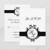 Chic Damask Monogram RSVP Card Hochzeit Karte (Vorne/Hinten)