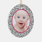 Chic Damask Pink Baby's First Christmas Keramikornament (Rechts)