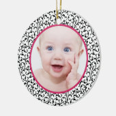 Chic Damask Pink Baby's First Christmas Keramikornament (Links)