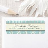 Chic Damask & Strip-Rücksendeadresse | AQUAMARIN (Insitu)