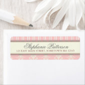 Chic Damask & Strip-Rücksendeadresse | Rosa (Insitu)