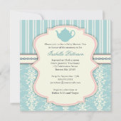 Chic Damask & Stripe Babydusche Einladung (Rückseite)