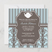 Chic Damask & Stripe Babydusche Einladung (Rückseite)