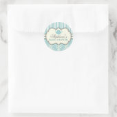 Chic Damask & Stripe Babydusche Sticker (Tasche)
