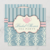 Chic Damask & Stripe Brautparty Einladung Tee (Vorne/Hinten)