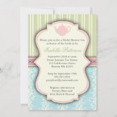 Chic Damask & Stripe Brautparty Einladung Tee (Rückseite)