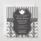 Chic Damask & Stripe Brautparty Einladung Tee (Rückseite)