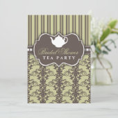 Chic Damask & Stripe Brautparty Einladung Tee (Stehend Vorderseite)