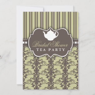 Chic Damask & Stripe Brautparty Einladung Tee