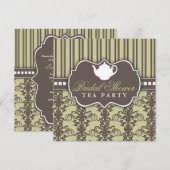 Chic Damask & Stripe Brautparty Einladung Tee (Vorne/Hinten)