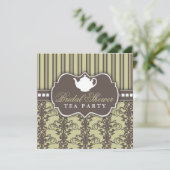 Chic Damask & Stripe Brautparty Einladung Tee (Stehend Vorderseite)