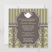 Chic Damask & Stripe Brautparty Einladung Tee (Rückseite)