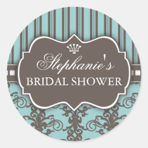 Chic Damask & Stripe Brautparty Favor Sticker