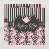 Chic Damask & Stripe Muttertagserlebnis Einladung (Vorne/Hinten)