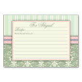 Chic Damask & Stripe Rezept Card Tischnummer (Vorderseite)