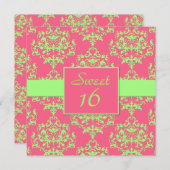 Chic Damask Sweet 16 Geburtstag Einladung (Vorne/Hinten)