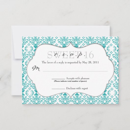 Chic Damask UAWG [Aquamarin] RSVP Karte (Vorderseite)