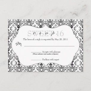 Chic Damask UAWG [Schwarz und Weiß] RSVP Karte