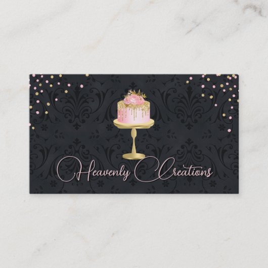 Chic Damask und Extravagante Backbäckerei Business Visitenkarte (Vorderseite)