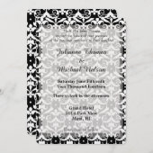 Chic Damask Wedding Einladung (Vorne/Hinten)