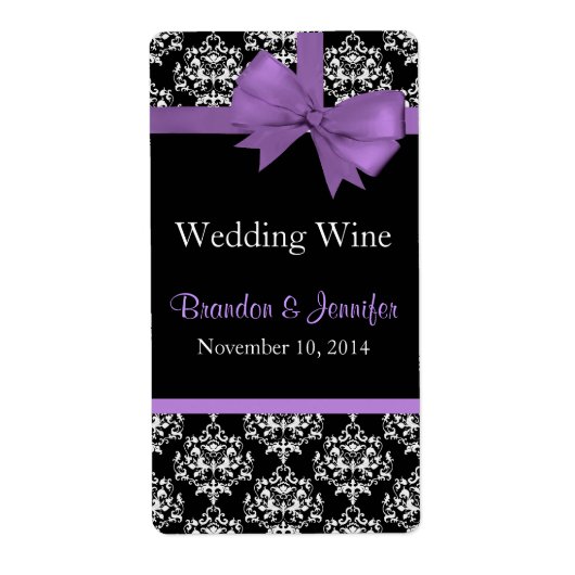 Chic Damask Wedding Mini Wine Labels (Vorne)