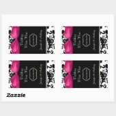 Chic Damask Wedding Wine Flaschen Aufkleber (Blatt)
