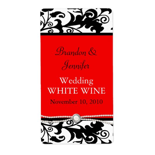 Chic Damask Wedding Wine Labels (Vorne)