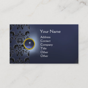 CHIC DAMAST-EDELSTEIN MONOGRAMM blau Visitenkarte