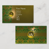 CHIC DAMAST JUVEL MONOGRAMM gelb grün Visitenkarte (Vorne/Hinten)