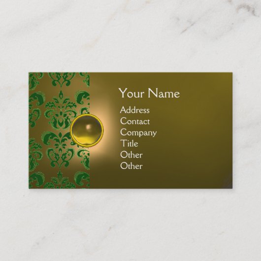 CHIC DAMAST JUVEL MONOGRAMM gelb grün Visitenkarte (Vorderseite)