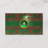 CHIC DAMAST JUWEL MONOGRAMM grün rot Visitenkarte (Rückseite)