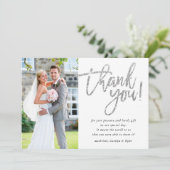 CHIC DANK IHNEN moderne Glaver Silber Glitzer Skri Dankeskarte (Stehend Vorderseite)