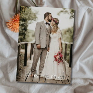 Chic Dank so viel Hochzeit Foto Champagner Gold Dankeskarte