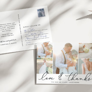 Chic Dankbarkeit   Hochzeitsfotocollage Vielen Dan Postkarte