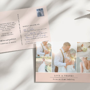 Chic Dankbarkeit   Hochzeitsfotocollage Vielen Dan Postkarte